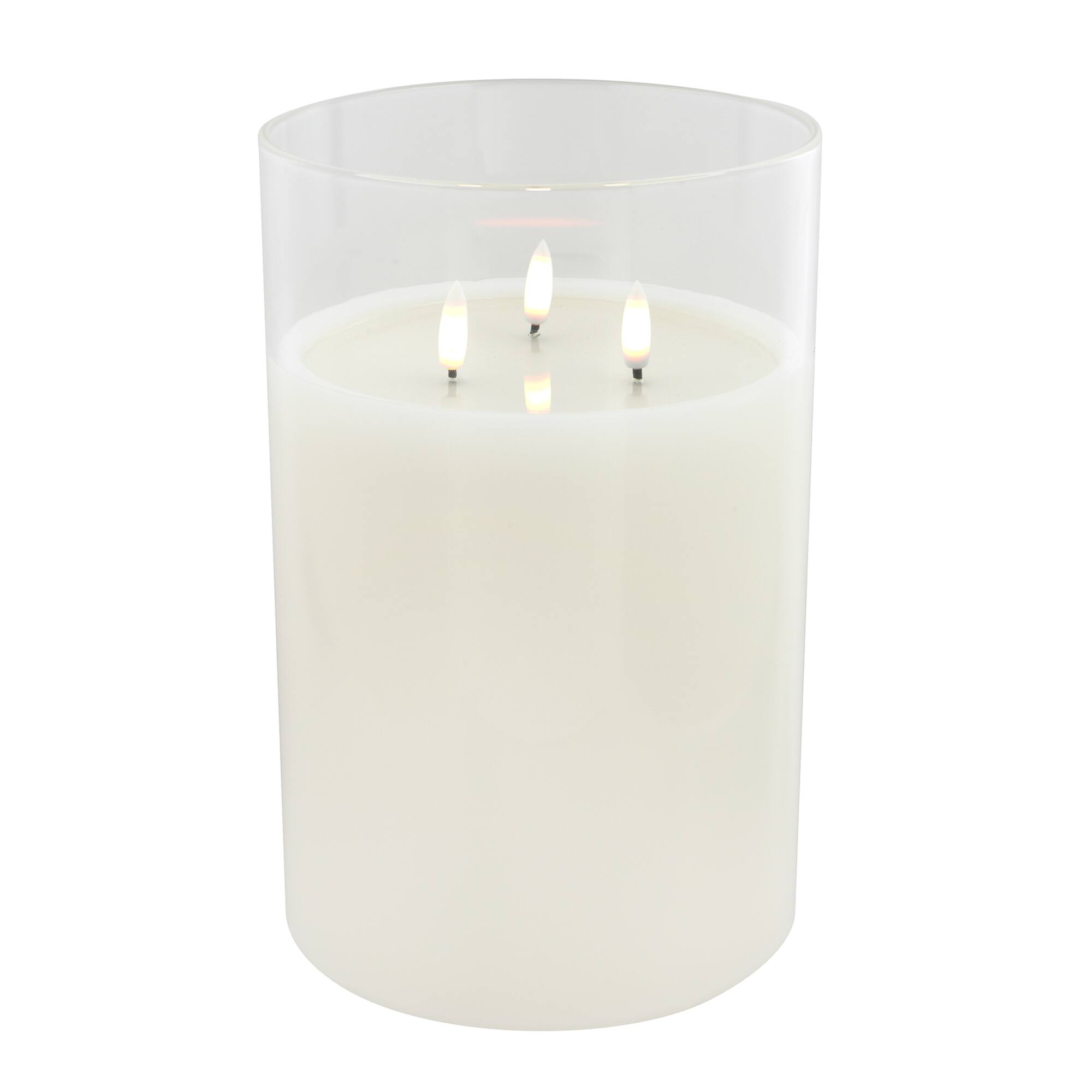 9" LED 3-Wick Flickering Glass & Wax Candle by Ashland®